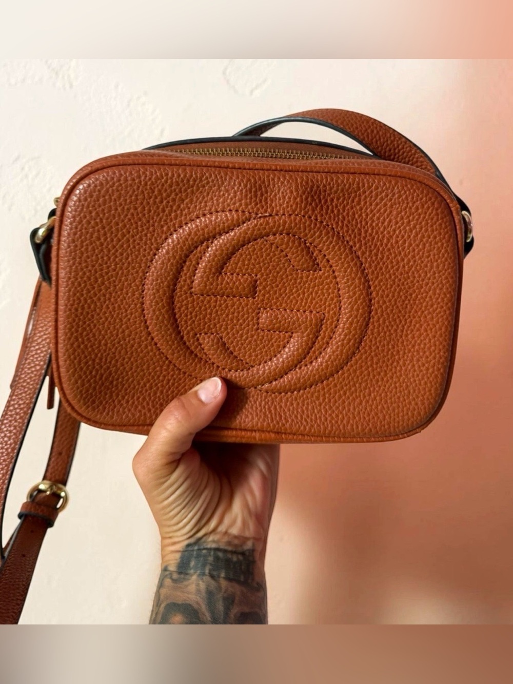 Gucci Tan Pebbled Leather Camera Belt Bag